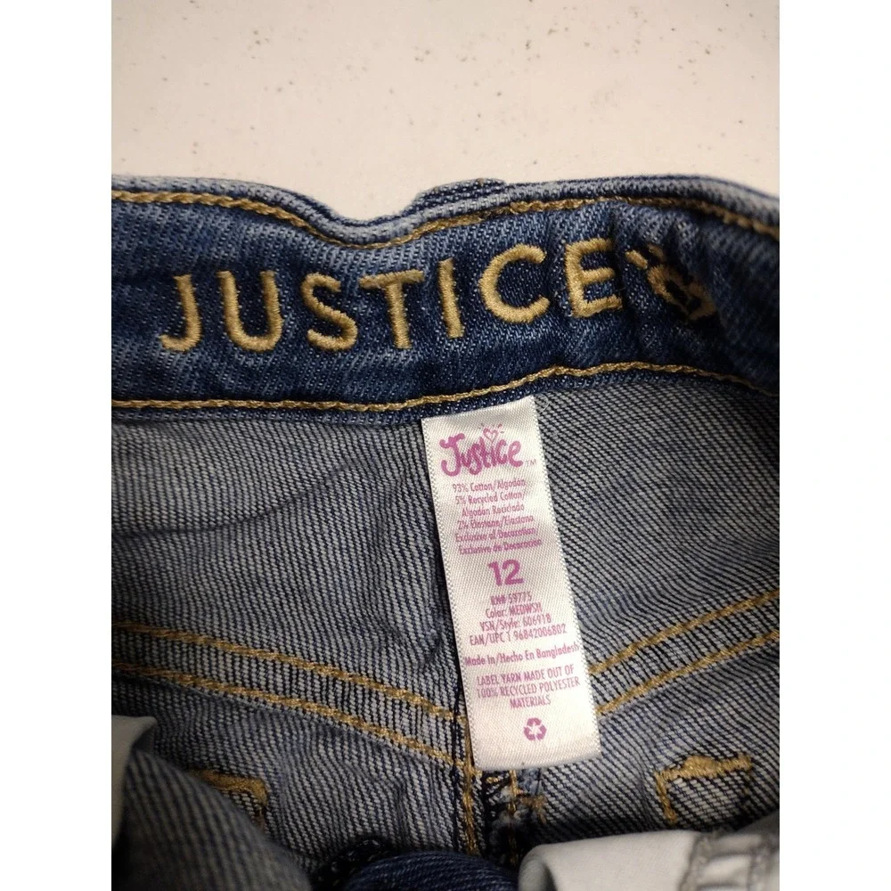 Justice Girls Distressed‎ Denim Rainbow Pocket Shorts Size 12